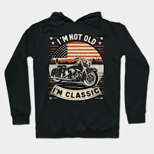 Vintage Biker American Flag Classic Motorcycle Bike Rider 4th Of July Hoodie